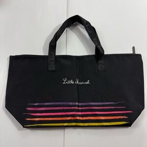77. Little Marcel Black Tote with Colorful Stripes